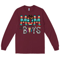 Burgundy mom of boys Long Sleeve Tee - CowhideDigitalArt