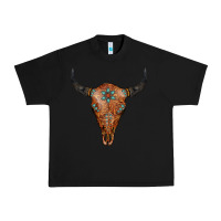 Black Western Tooled Leather Bull Skull Urban Heavy Tee - Jasminsmagicworld