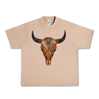 Western Tooled Leather Bull Skull Urban Heavy Tee | Teevron