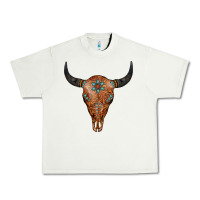 Pistachio Western Tooled Leather Bull Skull Urban Heavy Tee - Jasminsmagicworld