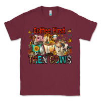 Burgundy Coffee First Then Cows Classic Tee - FaDigitalArtStudio