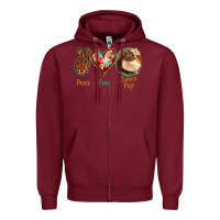 Burgundy Peace Love Guinea Pigs Zipper Hoodie - Jasminsmagicworld