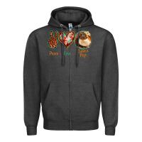 Charcoal Heather Peace Love Guinea Pigs Zipper Hoodie - Jasminsmagicworld