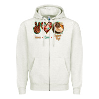 Oatmeal Heather Peace Love Guinea Pigs Zipper Hoodie - Jasminsmagicworld