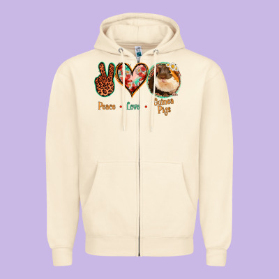 Peace Love Guinea Pigs Zipper Hoodie Designed By Jasminsmagicworld
