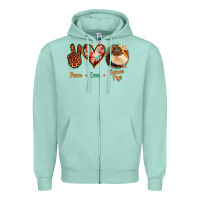 Seafoam Peace Love Guinea Pigs Zipper Hoodie - Jasminsmagicworld
