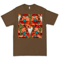 Cacao bull skull cactus seamless pattern Premium Tee - BundleAndBundleShop