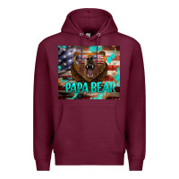 Burgundy papa bear american flag  tumbler Premium Hoodie - BarkalooDesign