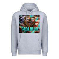 Heather Grey papa bear american flag  tumbler Premium Hoodie - BarkalooDesign