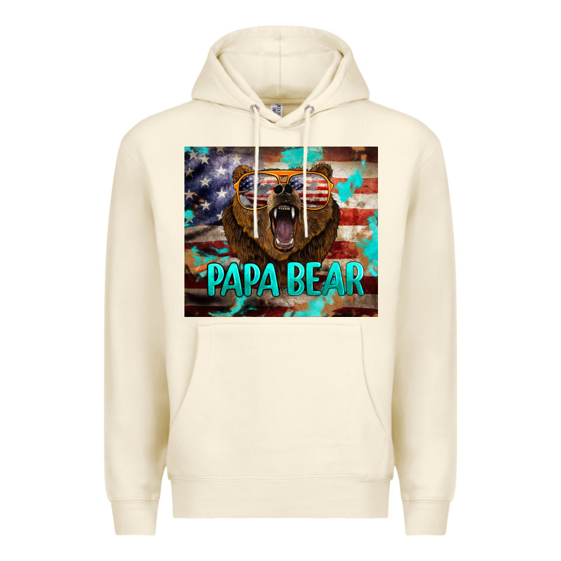 Papa Bear American Flag  Tumbler Premium Hoodie by BarkalooDesign | Teevron