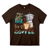 Chocolate Brown coffee cups but first coffee bbs Heavy Core Tee - BundleAndBundleShop
