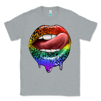Heather Grey rainbow lips pride Classic Tee - FaDigitalArtStudio