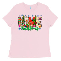Bubblegum Pink love Christmas Ladies Tee - CowhideDigitalArt