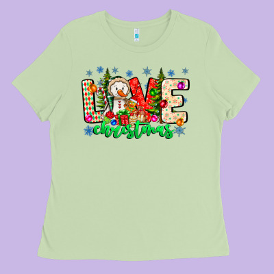 Love Christmas Ladies Tee Designed By Cowhidedigitalart
