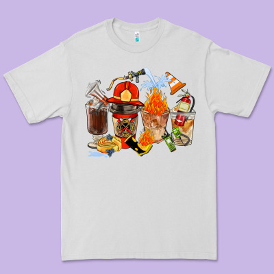 Firefighter Coffee Cups Premium Tee Designed By Fadigitalartstudio