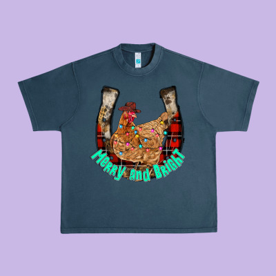 Horseshoe Chicken Urban Heavy Tee Designed By Cowhidedigitalart