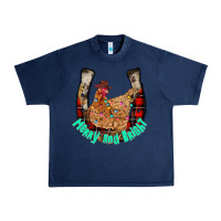 Navy horseshoe chicken Urban Heavy Tee - CowhideDigitalArt