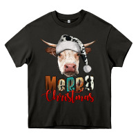 Asphalt merry christmas hereford cow Heavy Core Tee - RanaPortraitStore