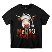 Black merry christmas hereford cow Heavy Core Tee - RanaPortraitStore