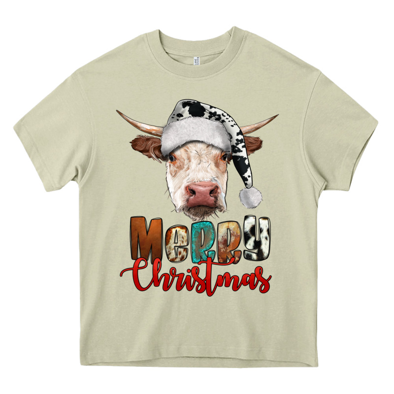 Merry Christmas Hereford Cow Heavy Core Tee by RanaPortraitStore | Teevron