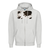 Dove Grey Cowhide Black and White Brush Strokes Background Zipper Hoodie - Jasminsmagicworld