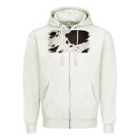 Oatmeal Heather Cowhide Black and White Brush Strokes Background Zipper Hoodie - Jasminsmagicworld
