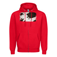 Red Cowhide Black and White Brush Strokes Background Zipper Hoodie - Jasminsmagicworld