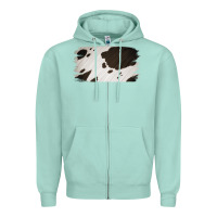 Seafoam Cowhide Black and White Brush Strokes Background Zipper Hoodie - Jasminsmagicworld