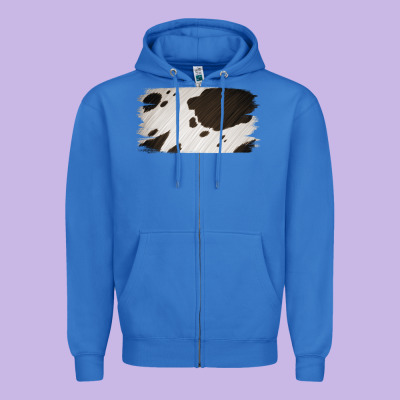 Cowhide Black And White Brush Strokes Background Zipper Hoodie Designed By Jasminsmagicworld