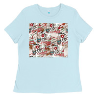 Baby Blue hot cocoa christmas cheer pattern Ladies Tee - CowhideDigitalArt
