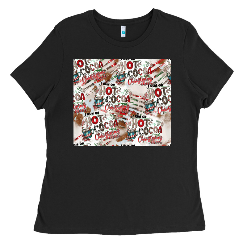 Hot Cocoa Christmas Cheer Pattern Ladies Tee by CowhideDigitalArt | Teevron