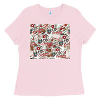 Bubblegum Pink hot cocoa christmas cheer pattern Ladies Tee - CowhideDigitalArt