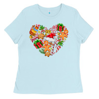Baby Blue love Christmas  heart Ladies Tee - CowhideDigitalArt