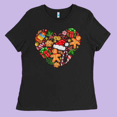 Love Christmas  Heart Ladies Tee Designed By Cowhidedigitalart