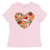 Bubblegum Pink love Christmas  heart Ladies Tee - CowhideDigitalArt