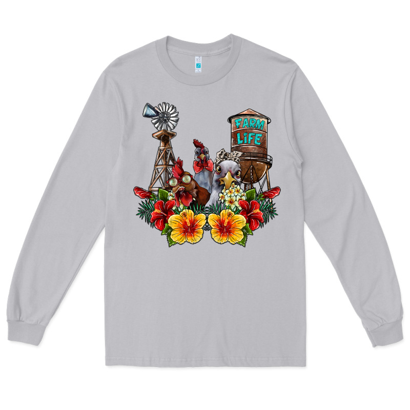 Farm Life Chicken Long Sleeve Tee by SublimationCraftShop | Teevron