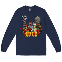 Navy farm life chicken Long Sleeve Tee - SublimationCraftShop