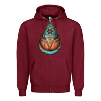 Burgundy teardrop tooled leather bullskull earrings Zipper Hoodie - Jasminsmagicworld