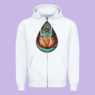 Teardrop Tooled Leather Bullskull Earrings Zipper Hoodie Designed By Jasminsmagicworld