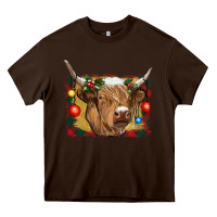 Chocolate Brown highland cow christmas Heavy Core Tee - RanaPortraitStore