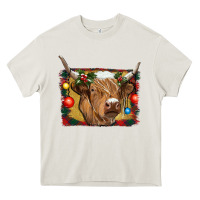 Cream highland cow christmas Heavy Core Tee - RanaPortraitStore