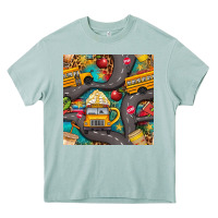 Arona school bus coffee and star with leopard seamless pattern bbs Heavy Core Tee - BundleAndBundleShop