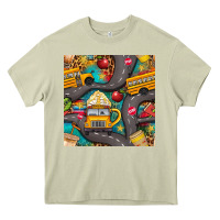 Mossy school bus coffee and star with leopard seamless pattern bbs Heavy Core Tee - BundleAndBundleShop