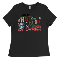 Black I Run Hot Cocoa And Christmas Cheer Ladies Tee - CowhideDigitalArt