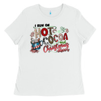 White I Run Hot Cocoa And Christmas Cheer Ladies Tee - CowhideDigitalArt