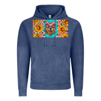 Vintage Denim mama bear with sunflowers and glasses license plate Vintage Hoodie - Artiststas