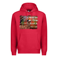 Cardinal deer hunting target american flag  background Premium Hoodie - BarkalooDesign