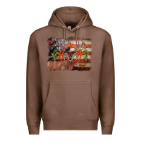 Chestnut deer hunting target american flag  background Premium Hoodie - BarkalooDesign