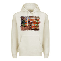 Oatmeal Heather deer hunting target american flag  background Premium Hoodie - BarkalooDesign