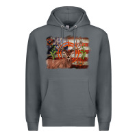 Rock deer hunting target american flag  background Premium Hoodie - BarkalooDesign